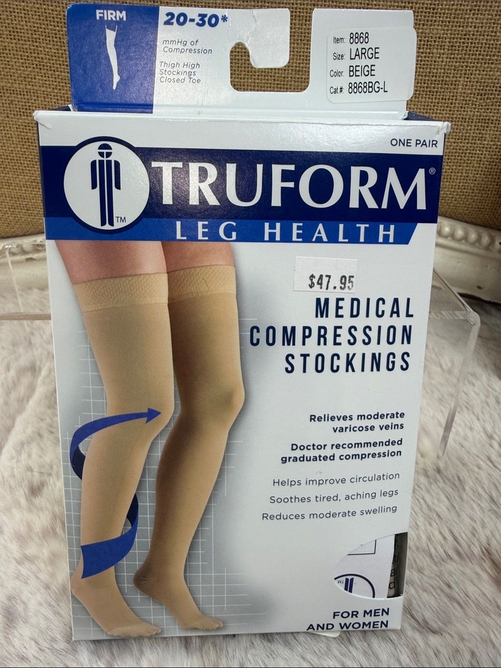 Truform | Medical Compression Stockings - Beige (Large), Unisex, NWT